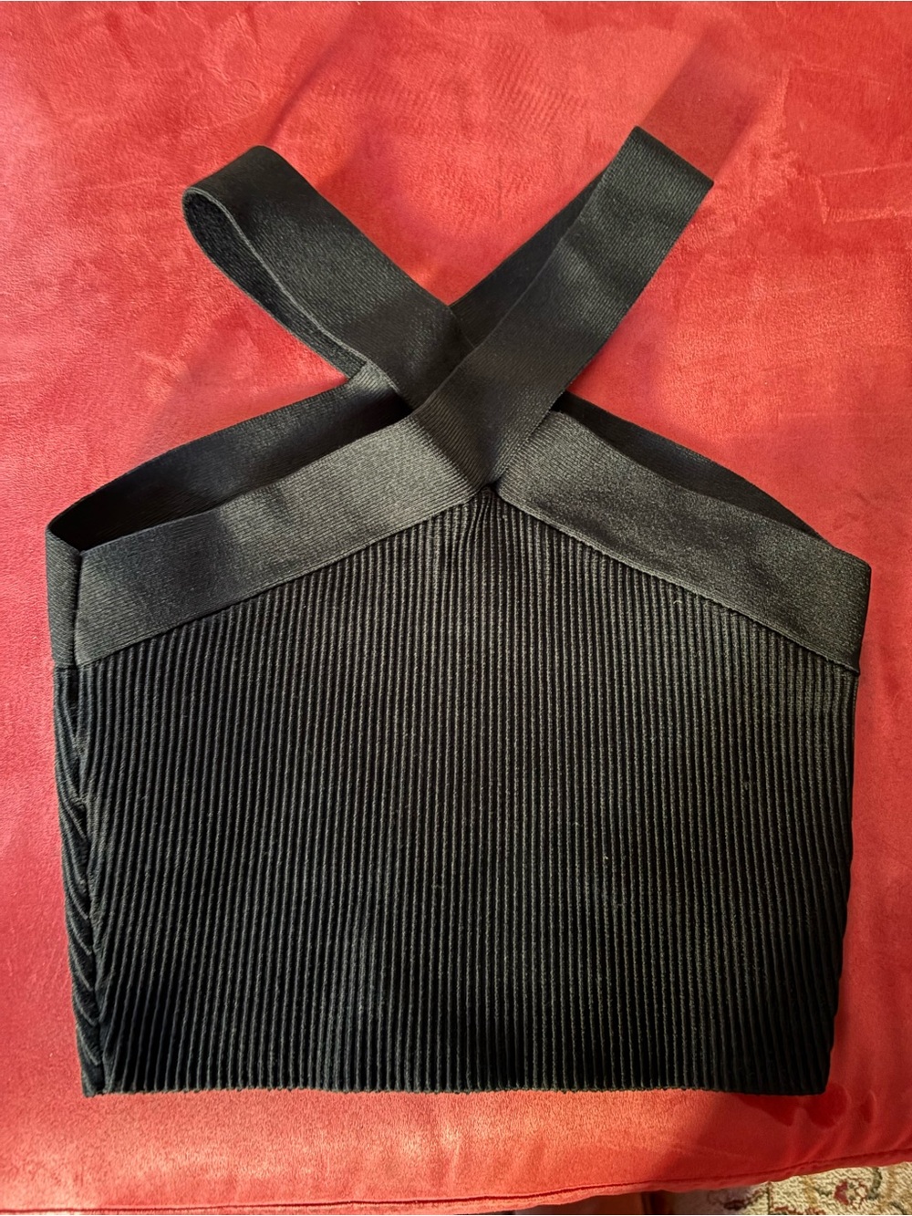 Babaton Black Ribbed Crop Top